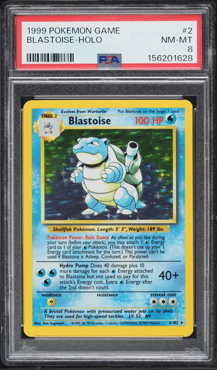 1999 Pokemon Base Set Holo Blastoise #2 PSA 8 NM-MT