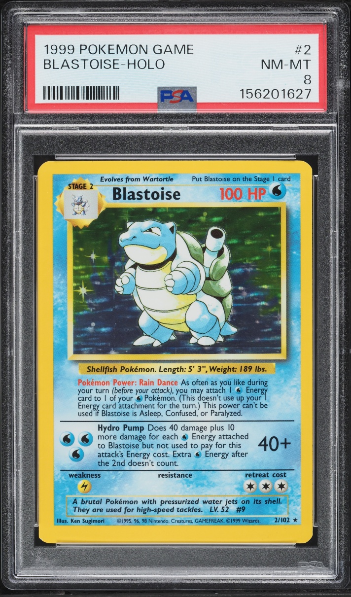 1999 Pokemon Base Set Holo Blastoise #2 PSA 8 NM-MT