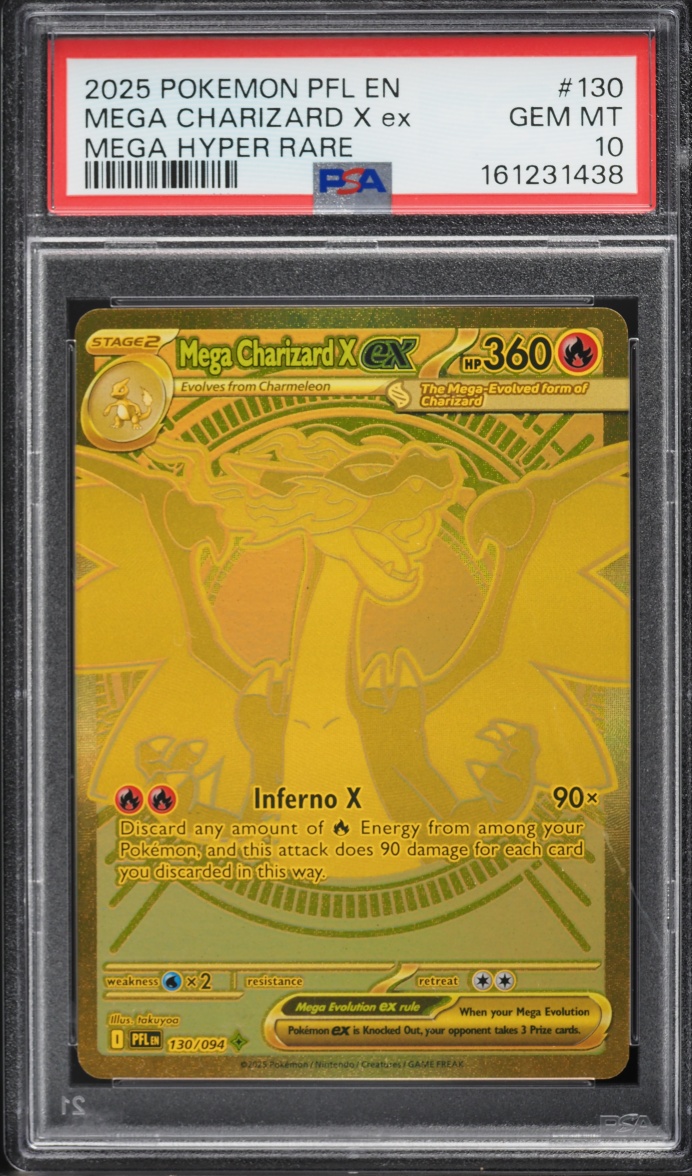 2025 Pokemon Mega Evolution Phantasmal Flames MHR Mega Charizard X EX #130 PSA 10 GEM MINT