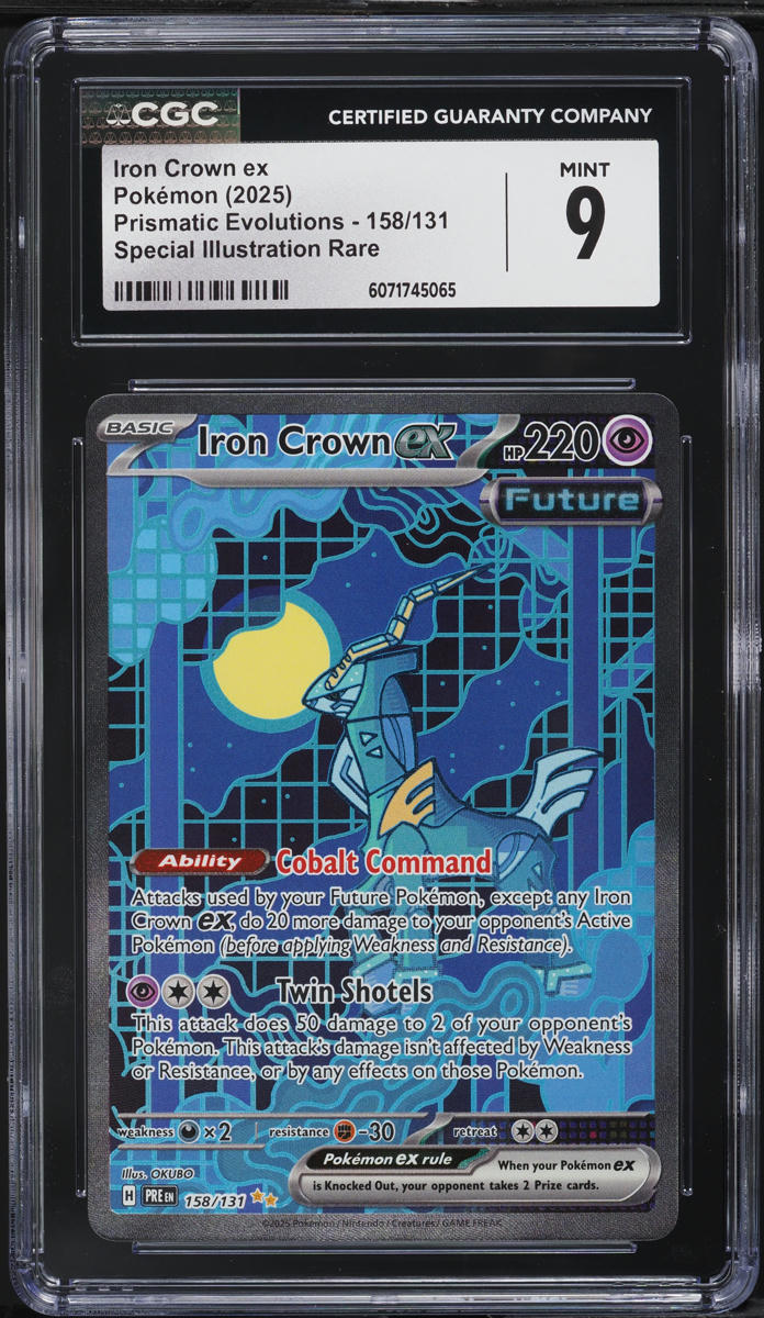 2025 Pokemon SV Prismatic Evolutions SIR Iron Crown ex #158 CGC 9 MINT