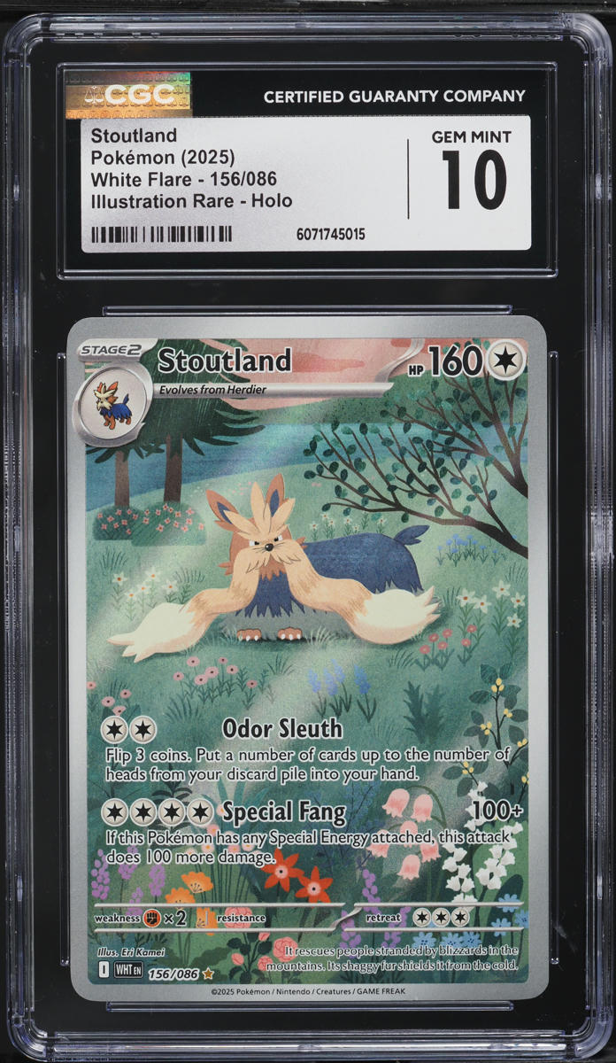2025 Pokemon Scarlet & Violet White Flare IR Stoutland #156 CGC 10 GEM MINT