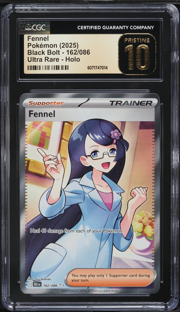 2025 Pokemon Scarlet & Violet Black Bolt Full Art Fennel #162 CGC 10 PRISTINE