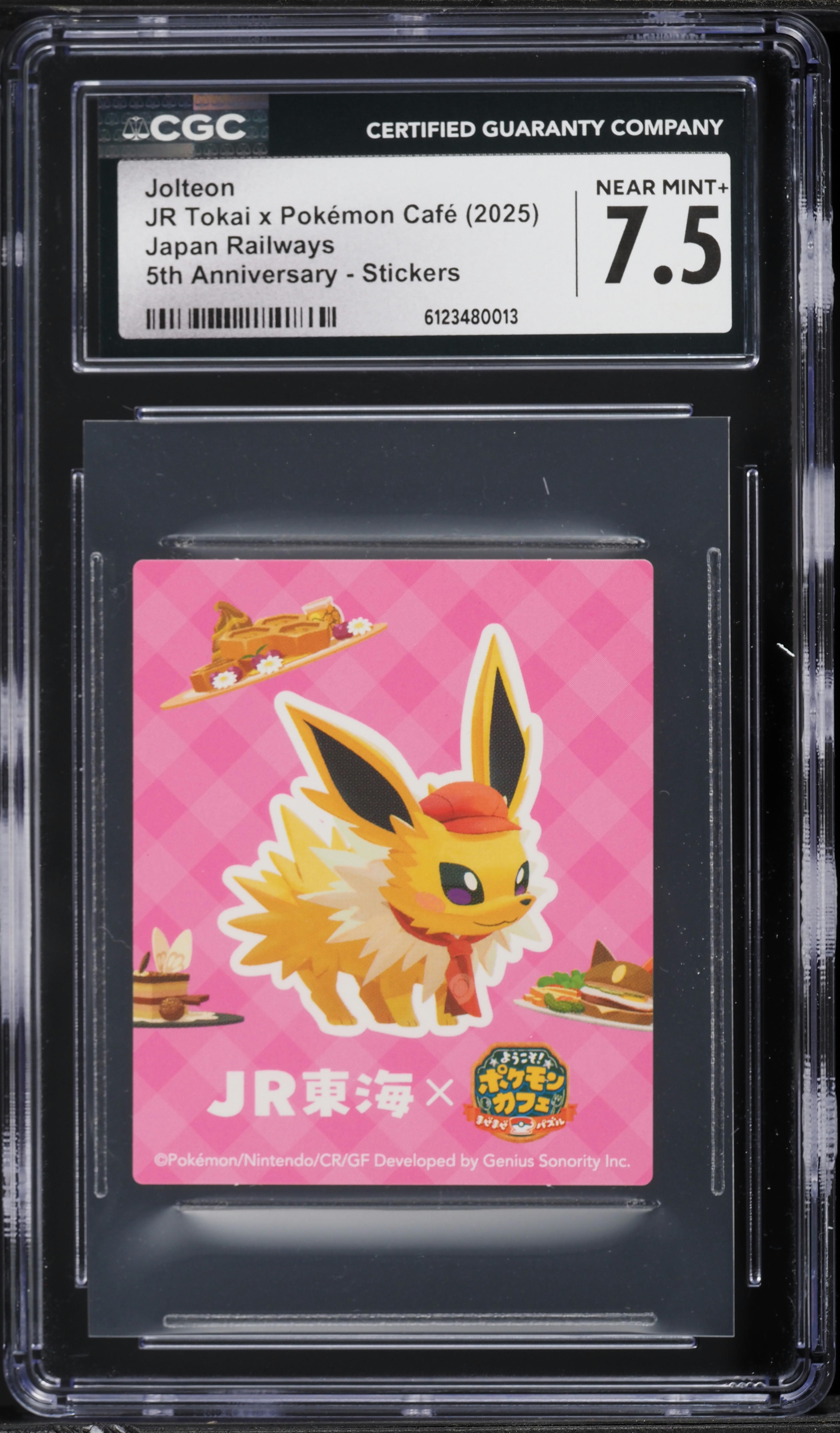 2025 Pokemon Japanese JR Tokai X Cafe 5th Anniversary Stickers Jolteon CGC 7.5 NRMT+