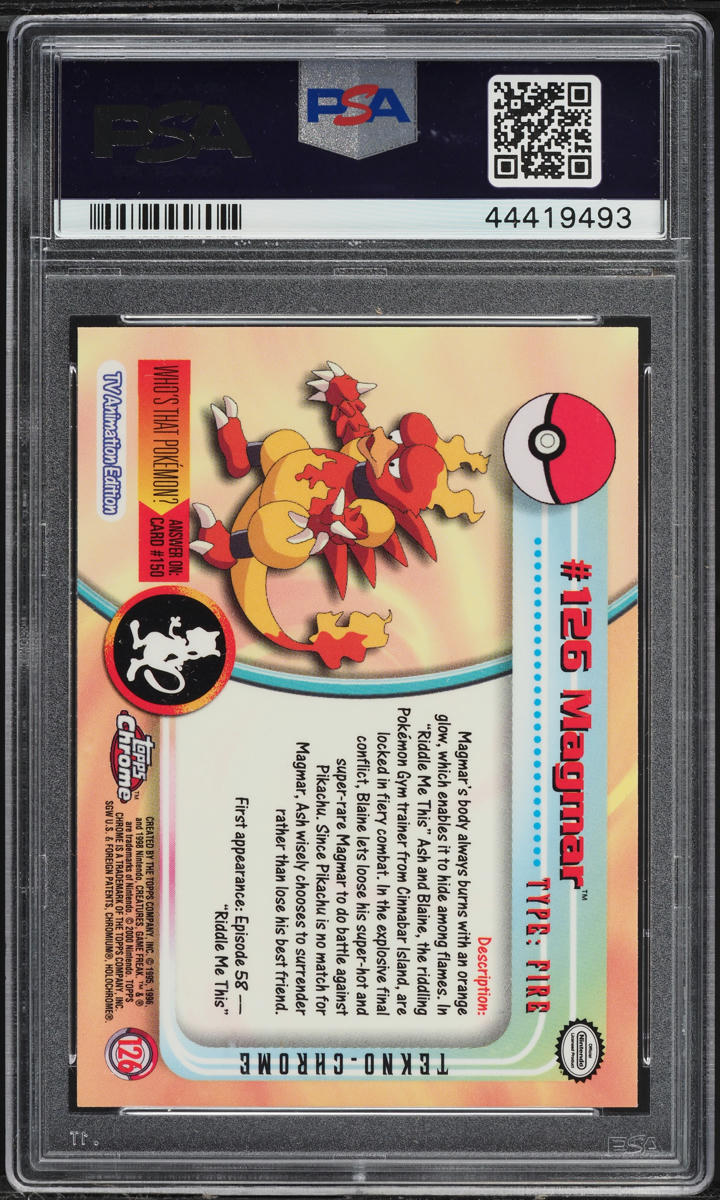 2000 Topps Chrome Pokemon Series 2 Tekno Magmar #126 PSA 10 GEM MINT