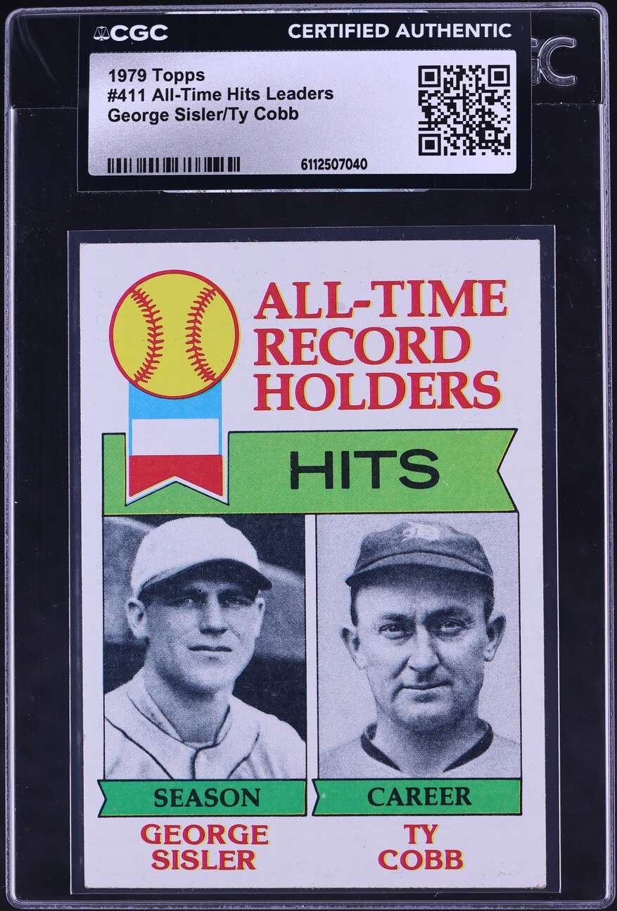 1979 Topps George Sisler Ty Cobb ALL-TIME RECORD HOLDERS #411 CGC AUTH