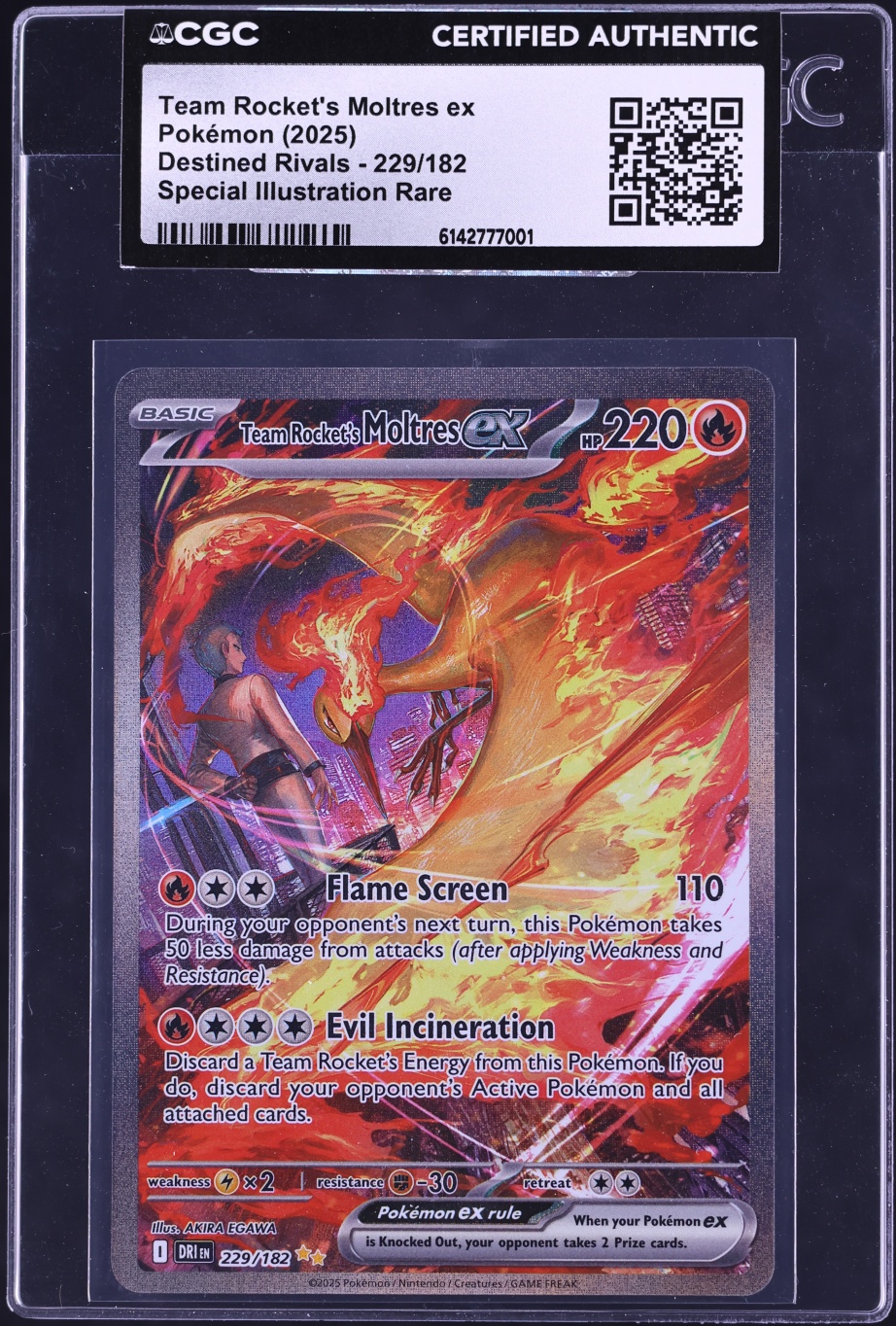 2025 Pokemon Scarlet & Violet Destined Rivals SIR Team Rocket's Moltres EX #229 CGC AUTH