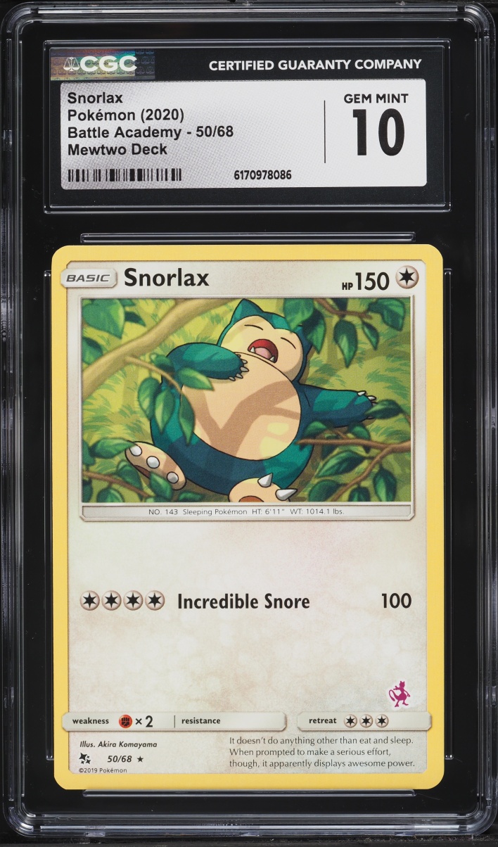 2020 Pokemon Sword & Shield Battle Academy Mewtwo Deck Snorlax #50 CGC 10 GEM MINT
