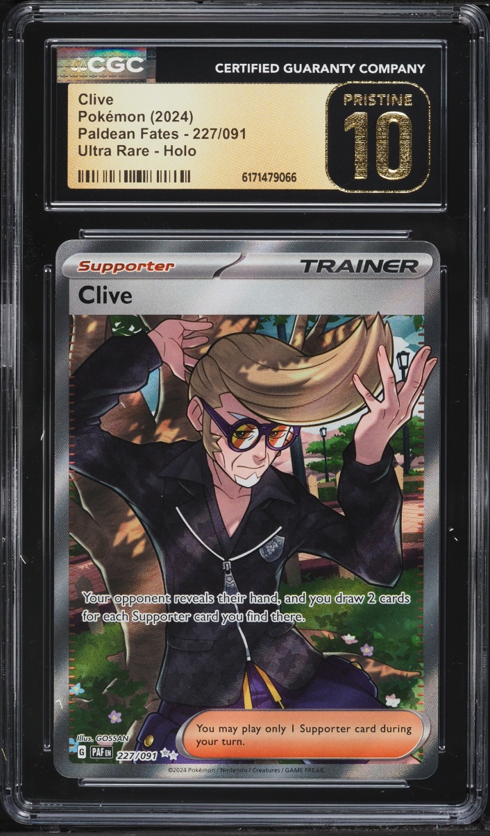 2024 Pokemon Scarlet & Violet Paldean Fates Full Art Clive #227 CGC 10 PRISTINE