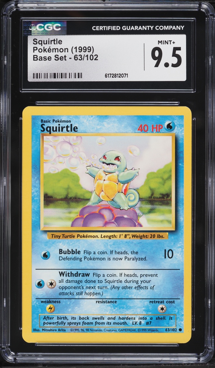 1999 Pokemon Base Set Squirtle #63 CGC 9.5 MINT+