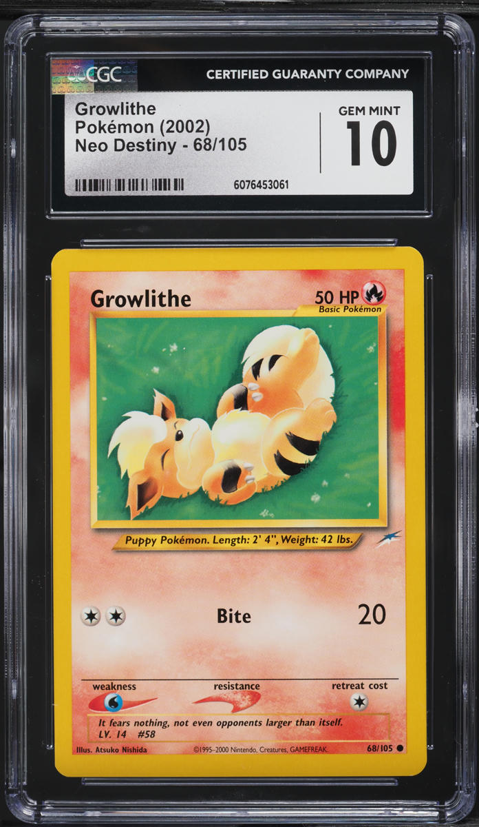 2002 Pokemon Neo Destiny Growlithe #68 CGC 10 GEM MINT