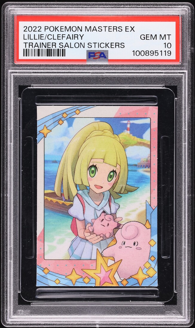 2022 Pokemon Masters EX Trainer Salon Stickers Lillie & Clefairy PSA 10 GEM MINT