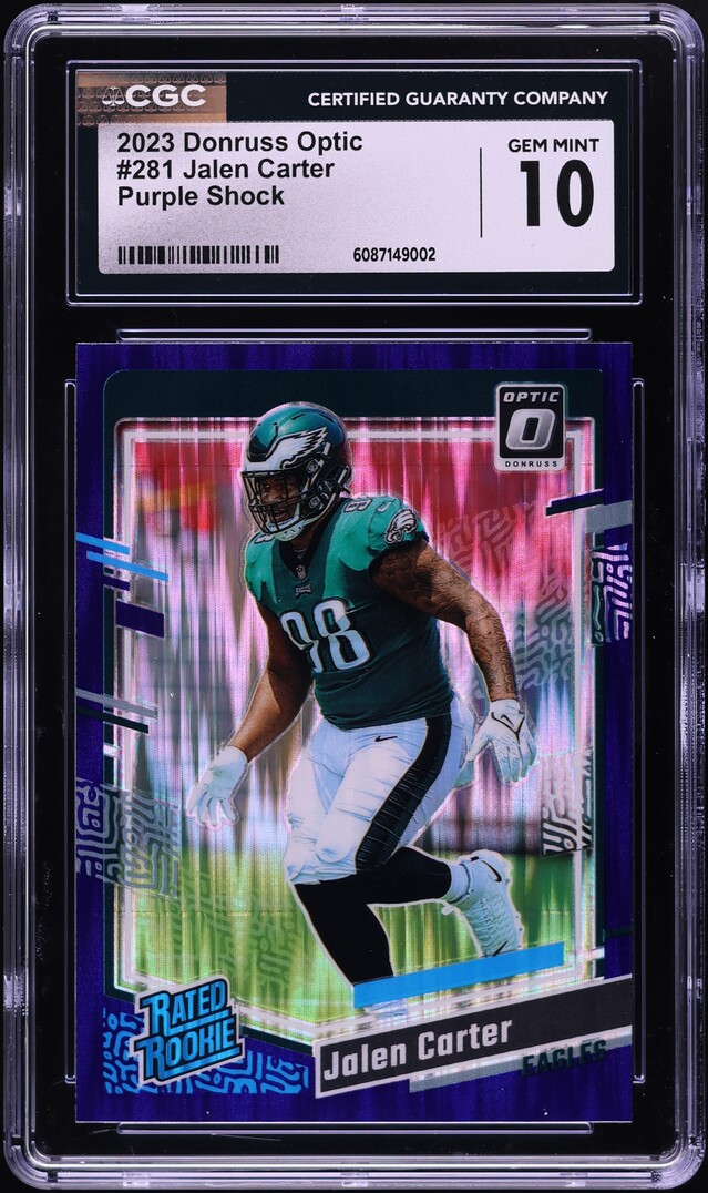 2023 Donruss Optic Purple Shock Jalen Carter ROOKIE #281 CGC 10 GEM MINT