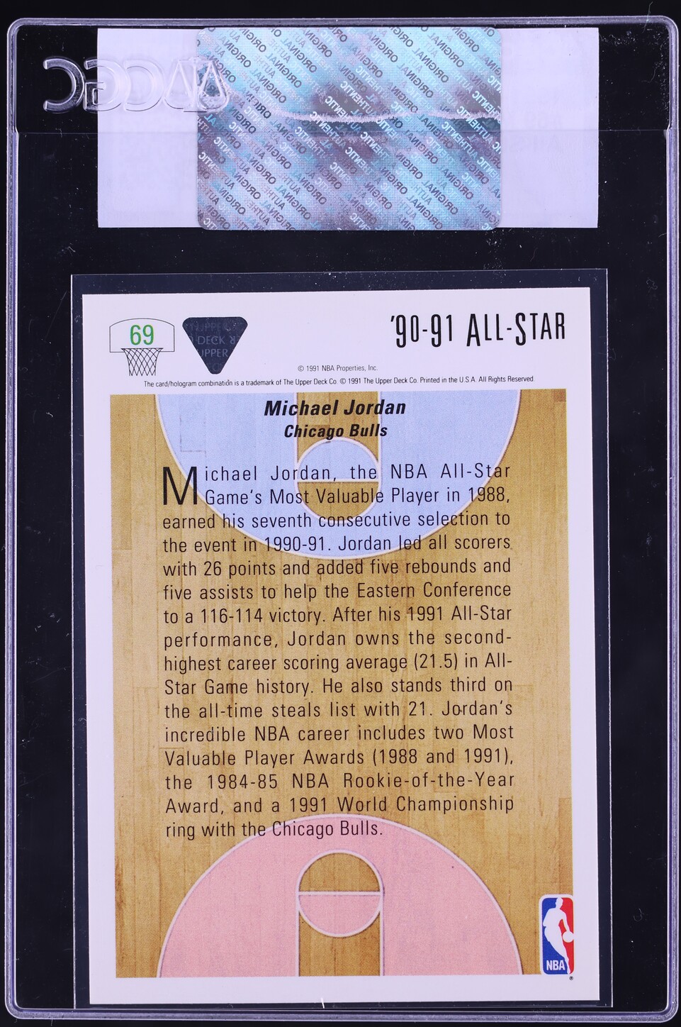 1991 Upper Deck All Star Michael Jordan #69 CGC AUTH