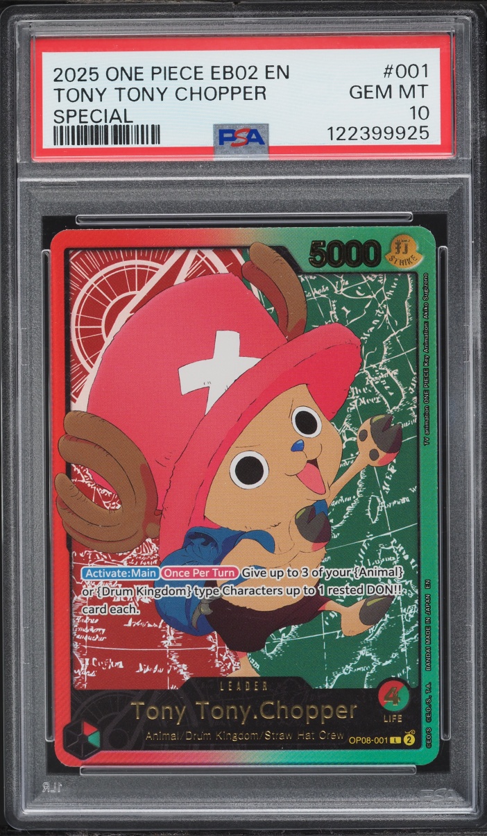 2025 One Piece Extra Booster 25th Collection Leader Tony Tony Chopper #001 PSA 10 GEM MINT