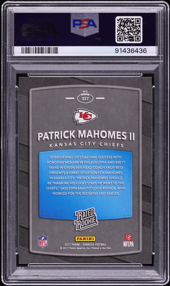 2017 Donruss Football Patrick Mahomes II ROOKIE #327 PSA 9 MINT
