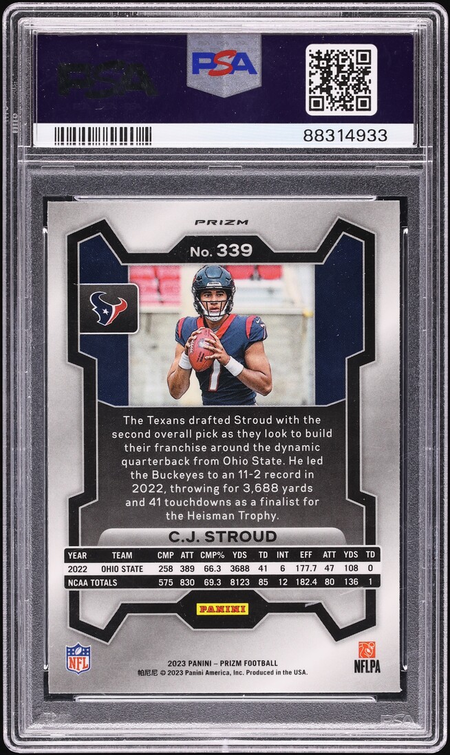 2023 Panini Prizm Red C.J. Stroud ROOKIE #339 PSA 10 GEM MINT