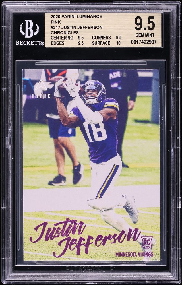 2020 Panini Luminance Pink Justin Jefferson Chronicles ROOKIE #217 BGS 9.5 GEM