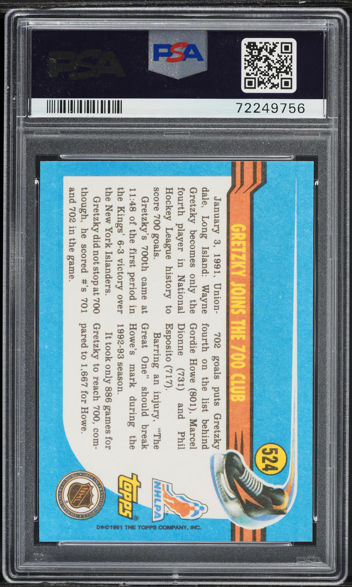 1991 Topps Hockey Wayne Gretzky #524 PSA 10 GEM MINT