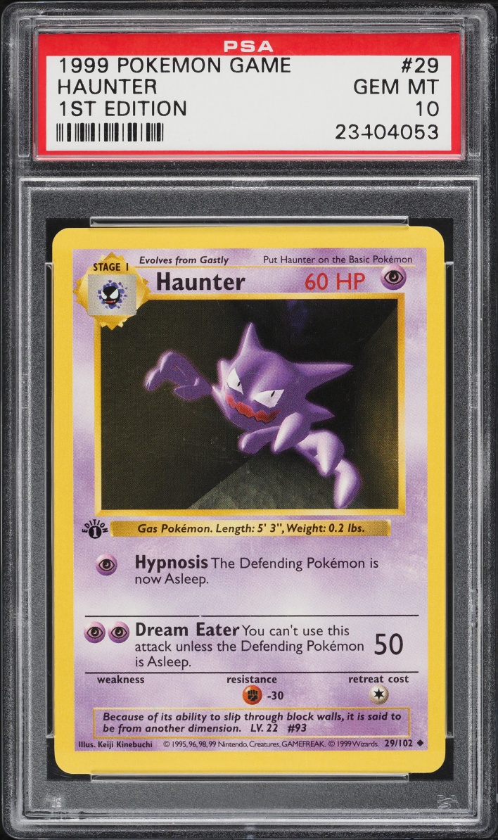 1999 Pokemon Base Set Shadowless 1st Edition Haunter #29 PSA 10 GEM MINT