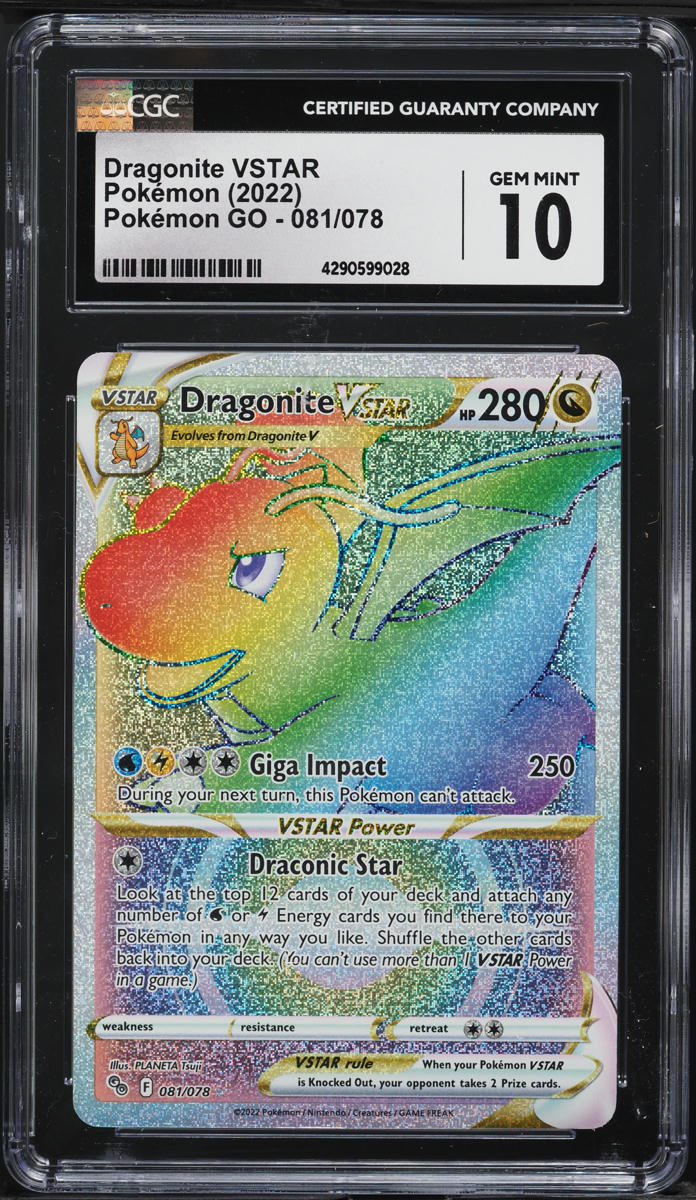 2022 Pokemon Sword & Shield Pokemon GO Hyper Rare Dragonite VSTAR #81 CGC 10 GEM