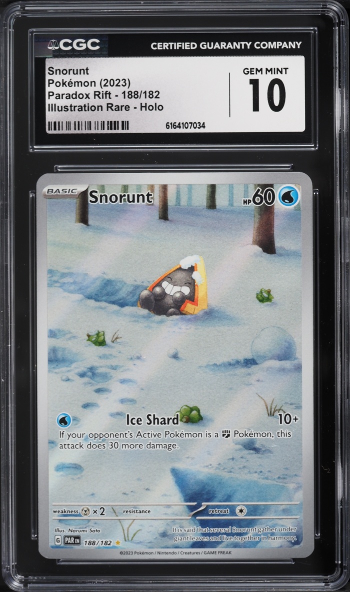 2023 Pokemon Scarlet & Violet Paradox Rift IR Snorunt #188 CGC 10 GEM MINT