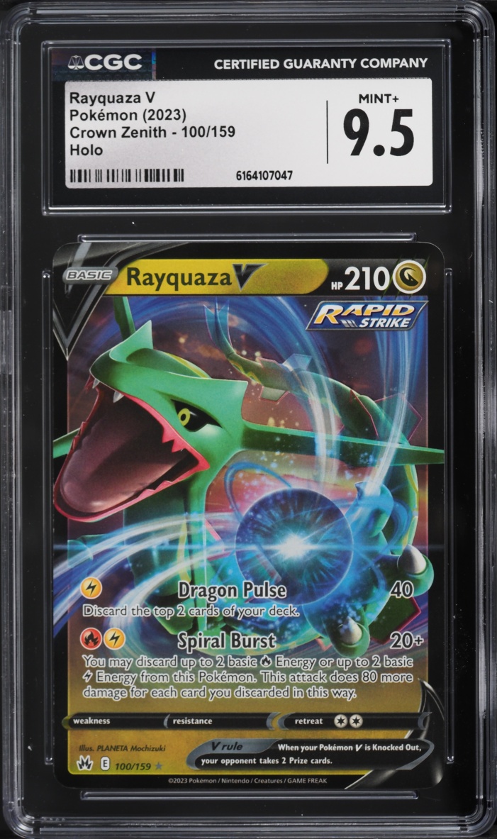 2023 Pokemon Sword & Shield Crown Zenith Holo Rayquaza V #100 CGC 9.5 MINT+