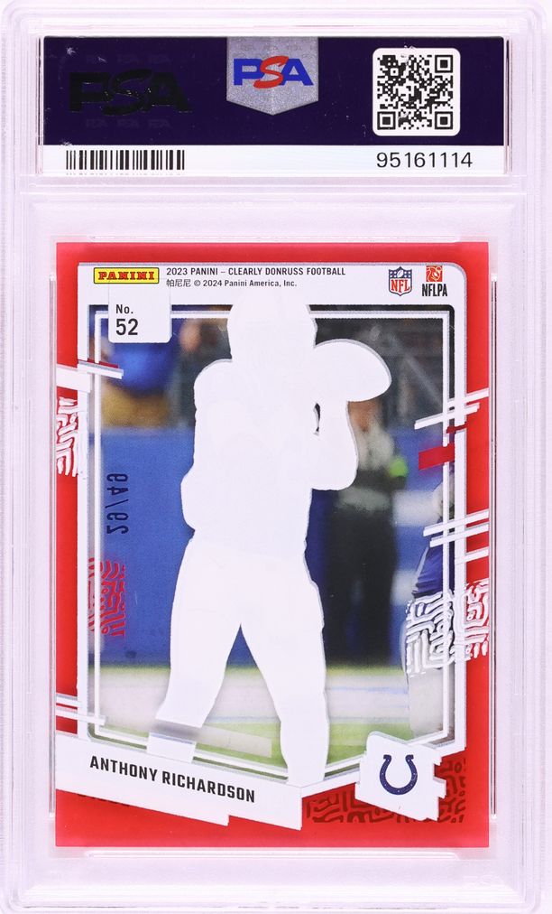 2023 Panini Clearly Donruss Red Anthony Richardson ROOKIE /49 #52 PSA 10 GEM