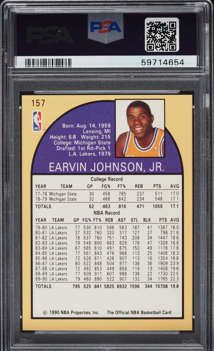 1990 Hoops Magic Johnson #157 PSA 8 NM-MT