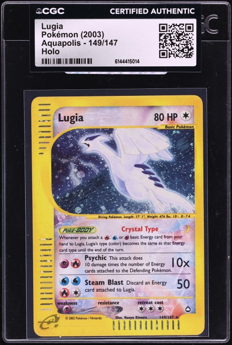 2003 Pokemon Aquapolis Holo Crystal Lugia #149 CGC AUTH