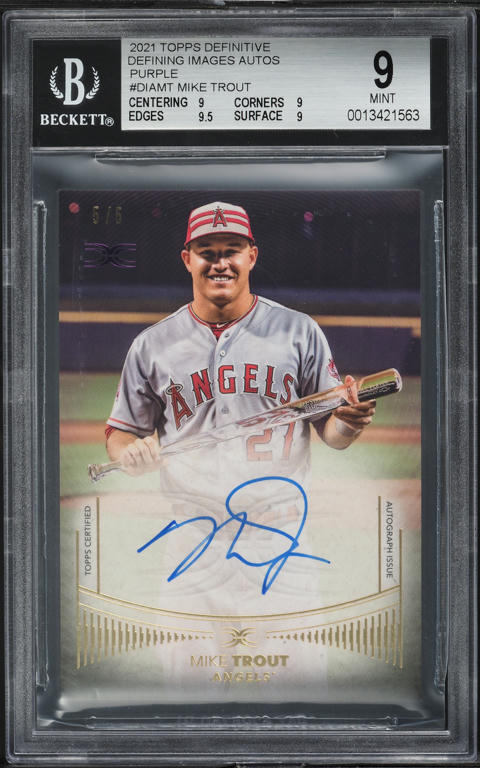 2016 Topps Opening Day Purple Foil Mike Trout #OD-1 PSA 9 MINT on
