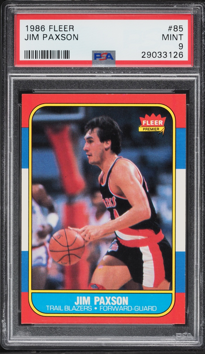 1986 Fleer Basketball Jim Paxson #85 PSA 9 MINT