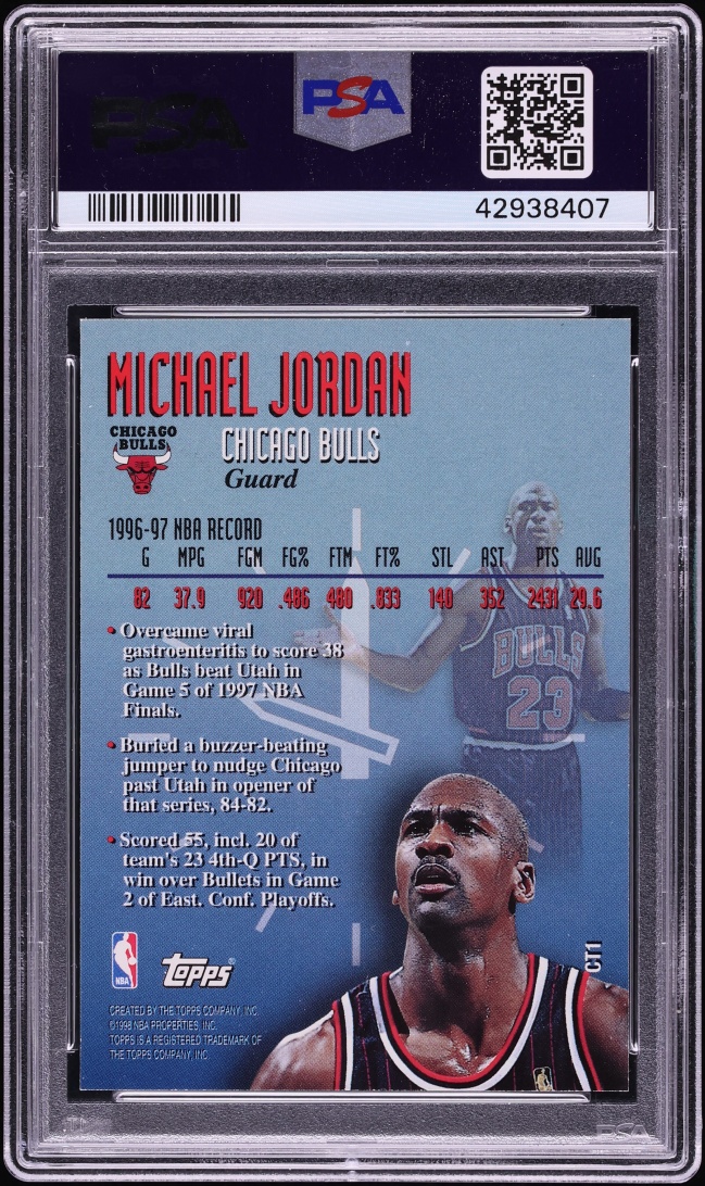 1997 Topps Clutch Time Michael Jordan #CT1 PSA 10 GEM MINT