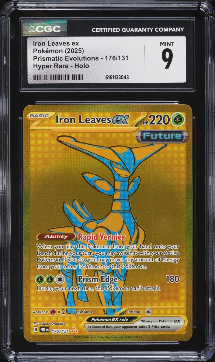 2025 Pokemon Scarlet & Violet Prismatic Evolutions Gold Rare Iron Leaves ex #176 CGC 9 MINT