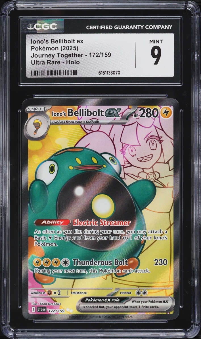 2025 Pokemon Scarlet & Violet Journey Together Full Art Iono's Bellibolt ex #172 CGC 9 MINT