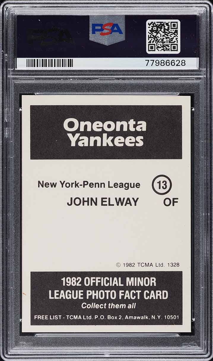 1982 TCMA Oneonta Yankees John Elway ROOKIE #13 PSA 7 NRMT