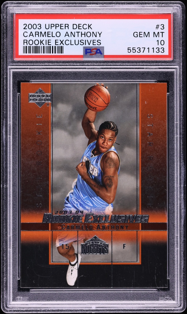 2003 Upper Deck Exclusives Carmelo Anthony ROOKIE #3 PSA 10 GEM MINT