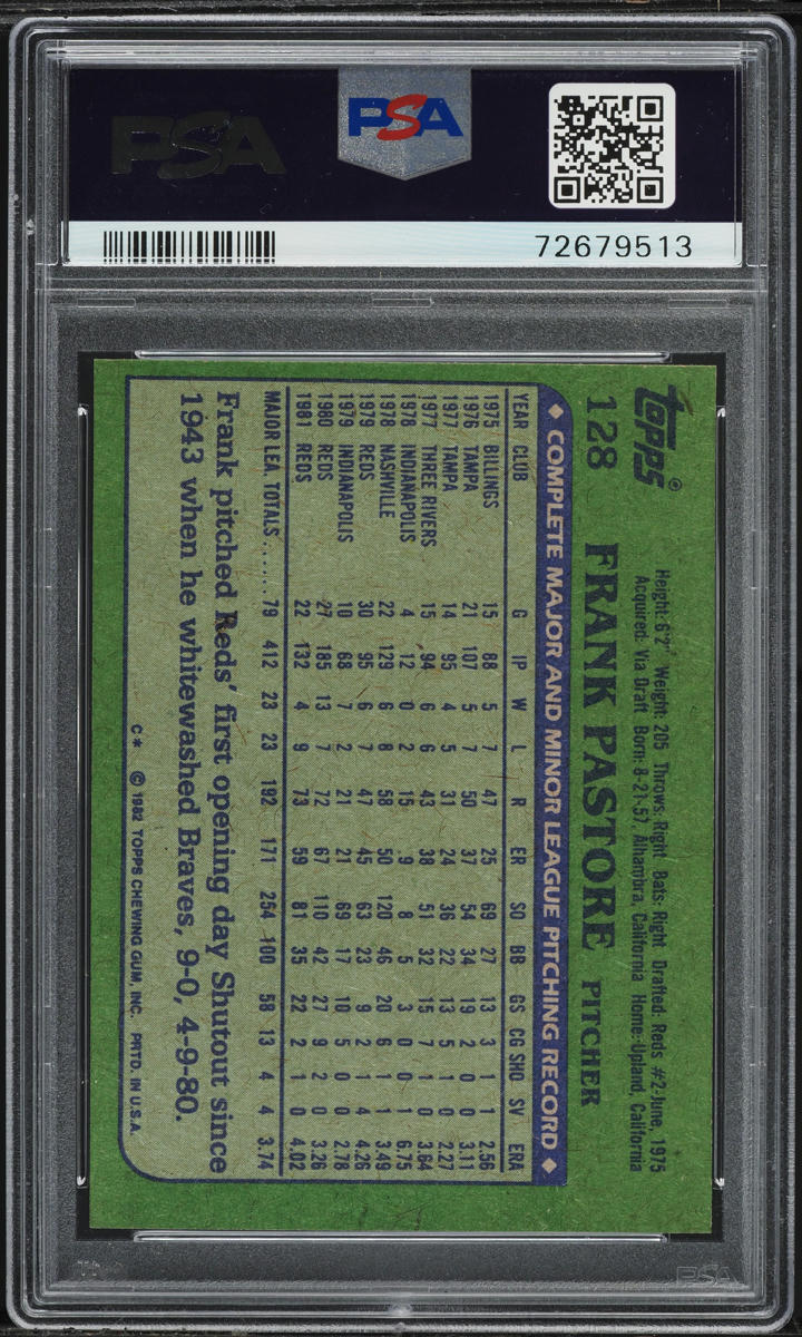 1982 Topps Frank Pastore #128 PSA 8 NM-MT