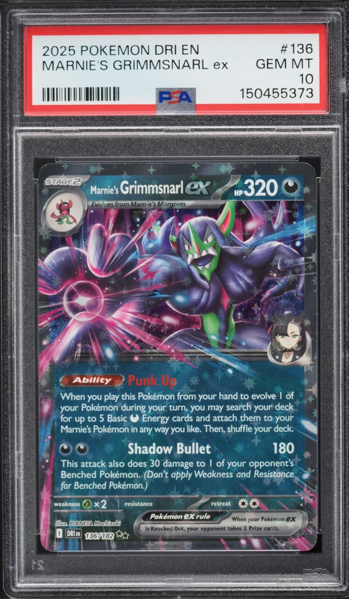 2025 Pokemon Scarlet & Violet Destined Rivals Holo Marnie's Grimmsnarl ex #136 PSA 10 GEM MINT