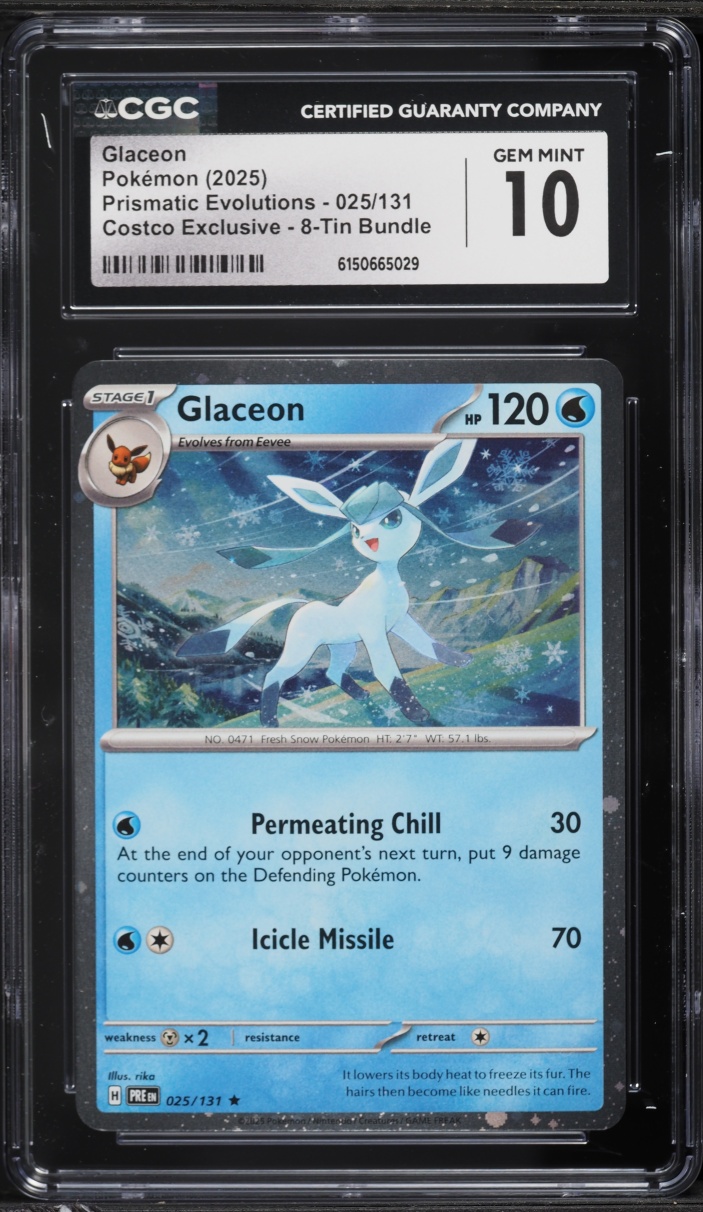 2025 Pokemon Scarlet & Violet Prismatic Evolutions Costco Exclusive Glaceon #25 CGC 10 GEM MINT