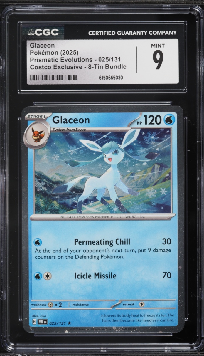 2025 Pokemon Scarlet & Violet Prismatic Evolutions Costco Exclusive Glaceon #25 CGC 9 MINT