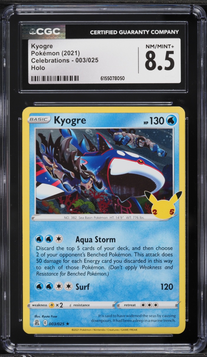 2021 Pokemon Sword & Shield Celebrations Holo Kyogre #3 CGC 8.5 NM-MT+