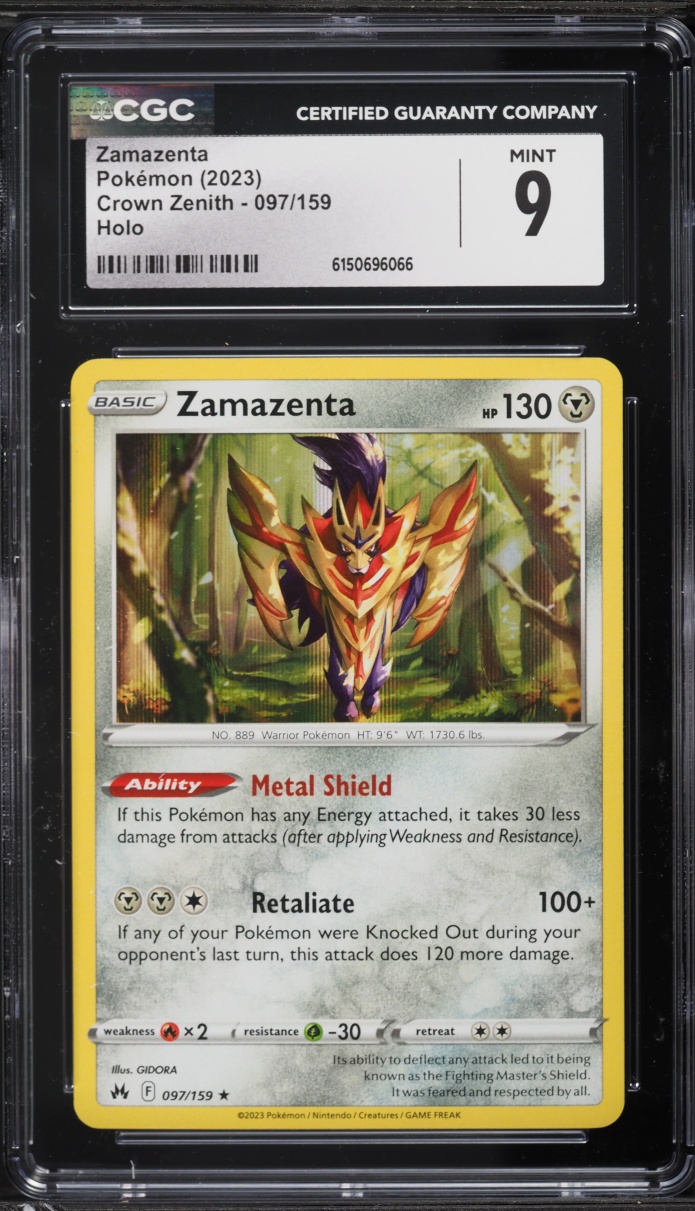 2023 Pokemon Sword & Shield Crown Zenith Holo Zamazenta #97 CGC 9 MINT