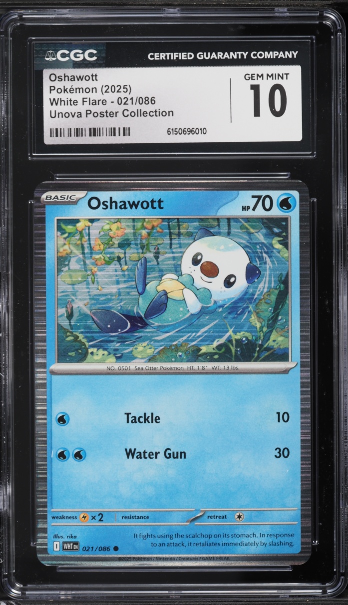 2025 Pokemon Scarlet & Violet White Flare Unova Poster Collection Oshawott #21 CGC 10 GEM MINT