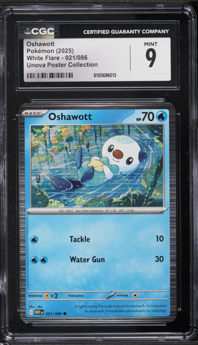 2025 Pokemon Scarlet & Violet White Flare Unova Poster Collection Oshawott #21 CGC 9 MINT