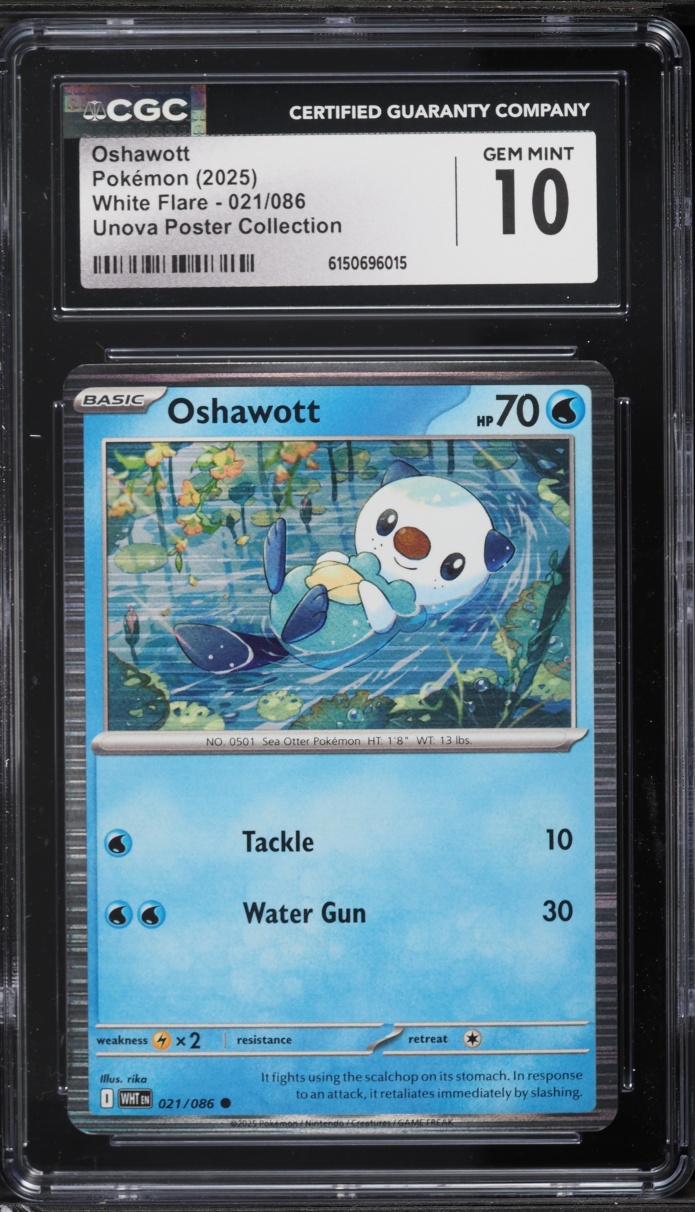 2025 Pokemon Scarlet & Violet White Flare Unova Poster Collection Oshawott #21 CGC 10 GEM MINT