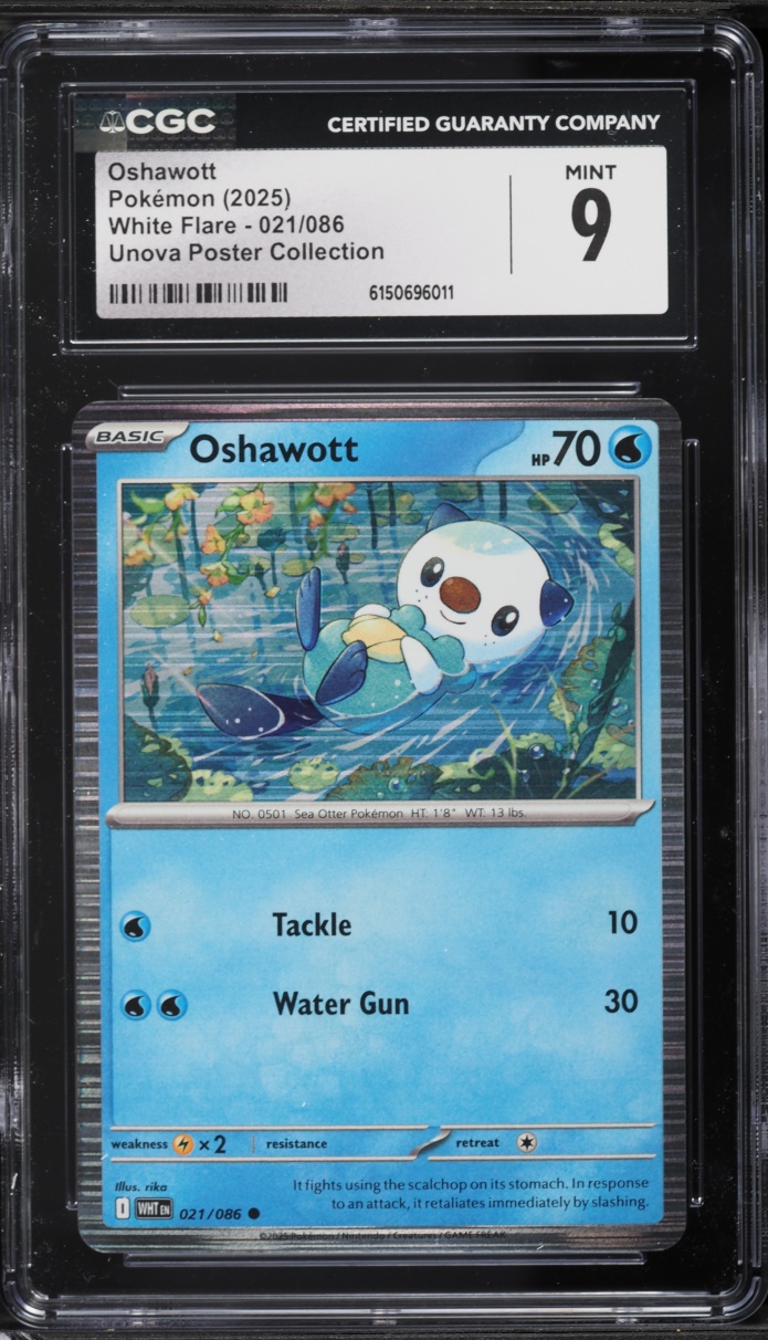 2025 Pokemon Scarlet & Violet White Flare Unova Poster Collection Oshawott #21 CGC 9 MINT