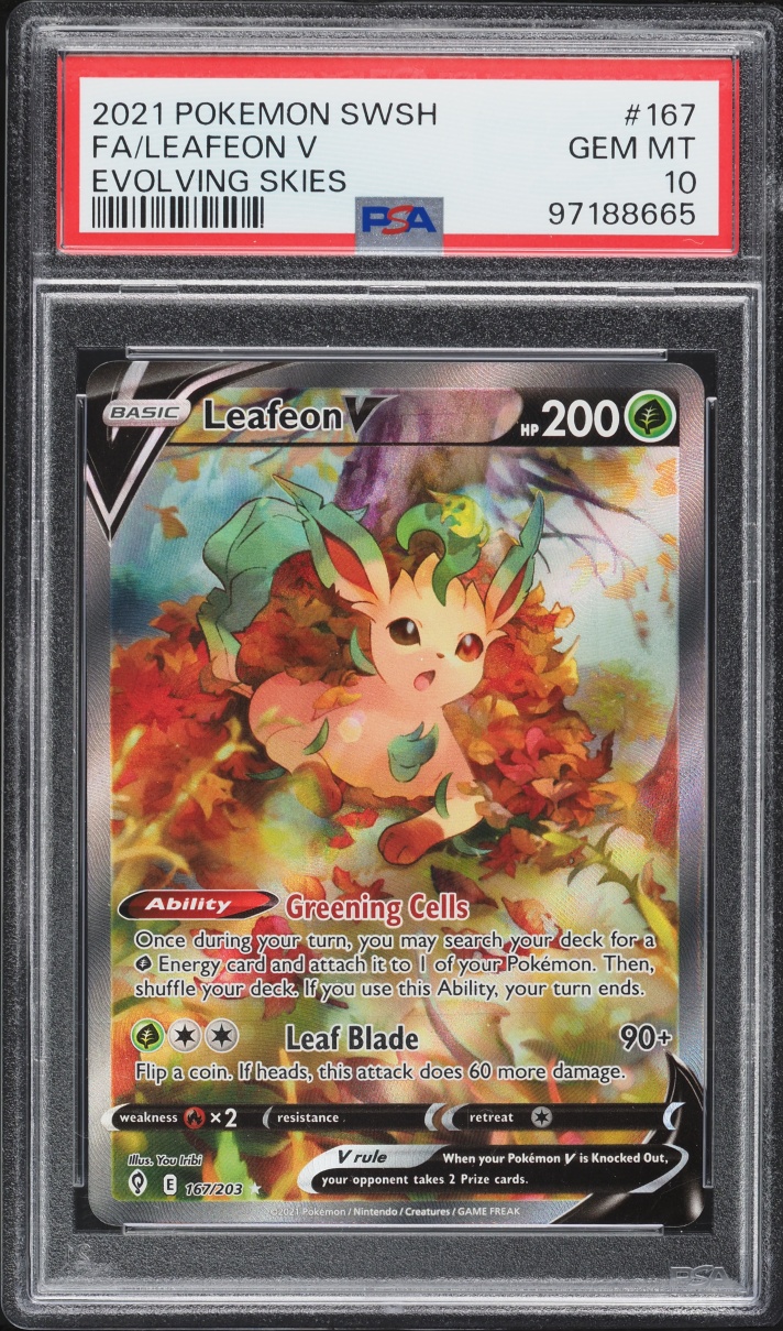 2021 Pokemon Sword & Shield Evolving Skies Alt Art Leafeon V #167 PSA 10 GEM MINT