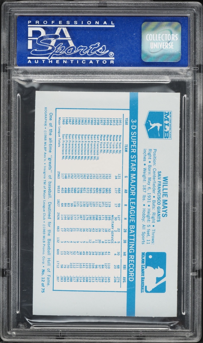 1970 Kellogg's Willie Mays #12 PSA 9 MINT