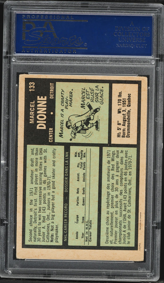 1971 O-Pee-Chee Hockey Marcel Dionne ROOKIE #133 PSA 5 EX
