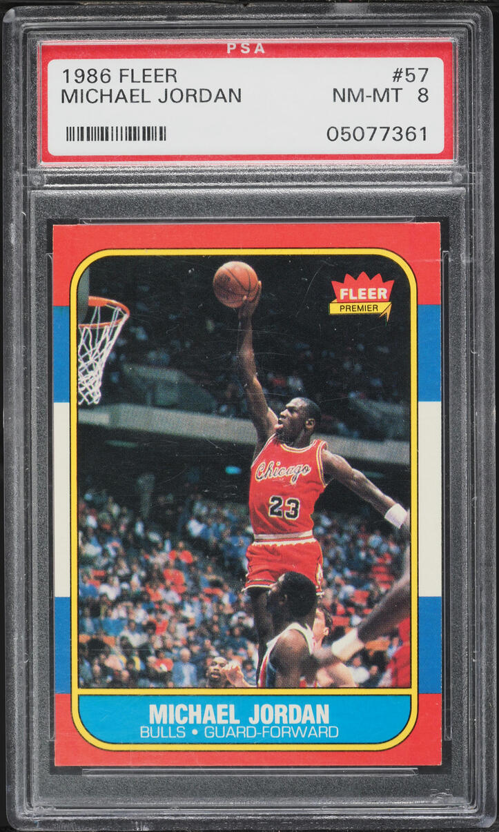 1986 Fleer Basketball Michael Jordan ROOKIE #57 PSA 8 NM-MT